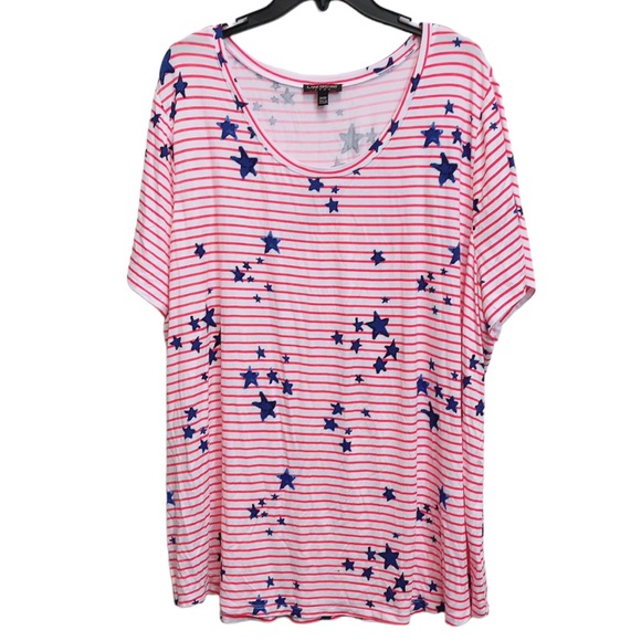 Lane Bryant Tops Lane Bryant Plus Size 2628 Red Stripe Stars Tee